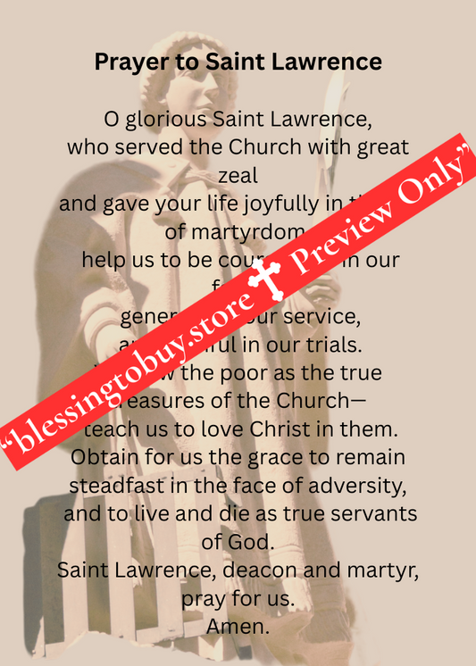 SAINT LAWRENCE  PRAYER/Pocket Size (2.5" x 3.5") Printable Prayer Card PDF/Digital Download
