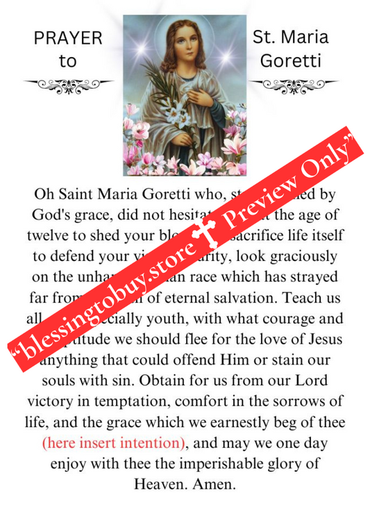 SAINT MARIA GORETTI PRAYER/ Pocket Size (2.5" x 3.5") Printable Prayer Card PDF/Digital Download