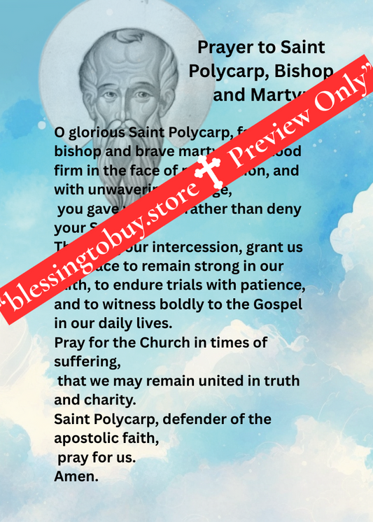 SAINT POLYCARP  PRAYER/Pocket Size (2.5" x 3.5") Printable Prayer Card PDF/Digital Download
