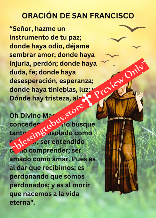 ORACIÓN DE SAN FRANCISCO/Tamaño de bolsillo (2.5" x 3.5") Tarjeta de oración imprimible PDF/Descarga digital