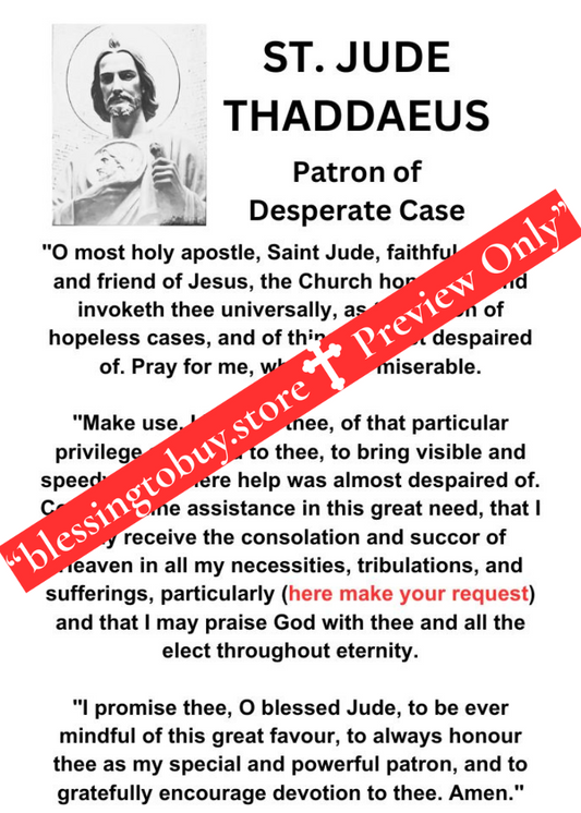 SAINT JUDE THADDAEUS Prayer/ PATRON OF THE IMPOSSIBLE/Pocket Size (2.5" x 3.5") Printable Prayer Card PDF/Digital Download