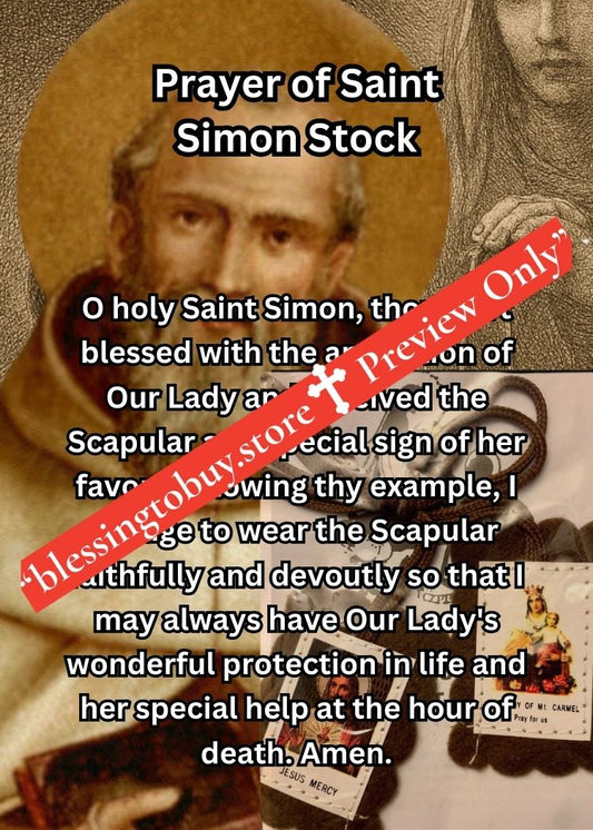 SAINT SIMON STOCK PRAYER/Pocket Size (2.5" x 3.5") Printable Prayer Card PDF/Digital Download