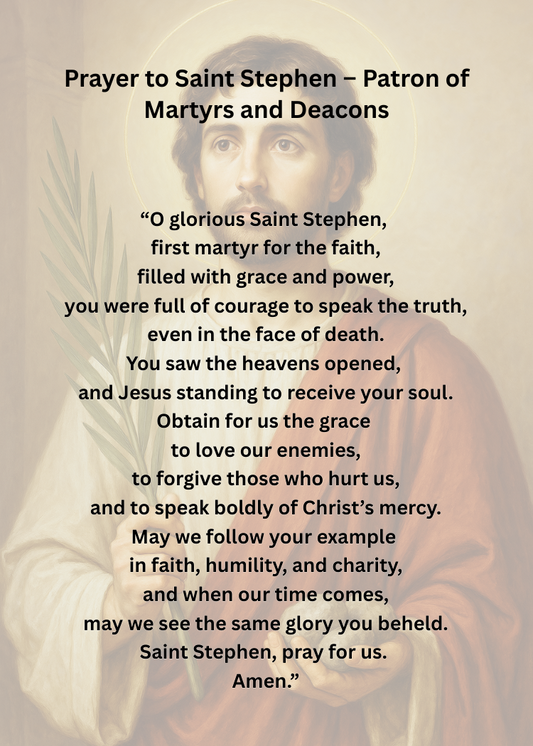 SAINT STEPHEN PRAYER/Pocket Size (2.5" x 3.5") Printable Prayer Card PDF/Digital Download