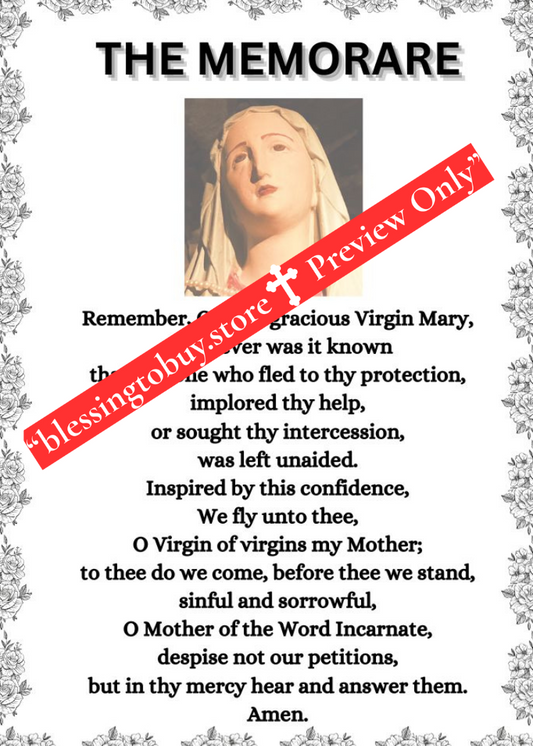 THE MEMORARE PRAYER /Pocket Size (2.5" x 3.5") Printable Prayer Card PDF/Digital Download