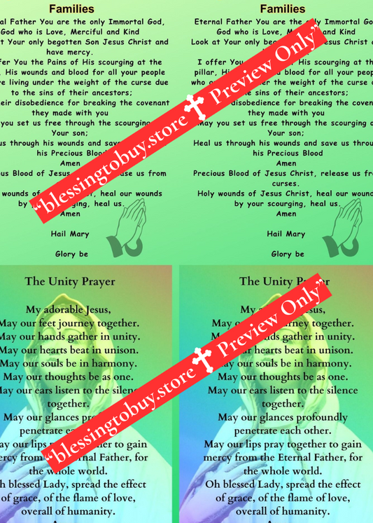 THE UNITY PRAYER  and CAST OUT CURSE PRAYER/2 x 2 Grid /Printable Prayer Card/PDF/Digital Download