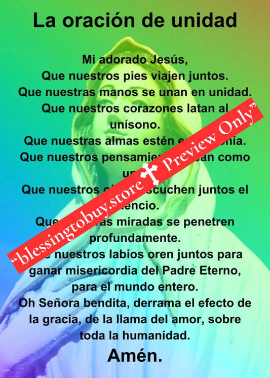 LA ORACIÓN DE UNIDAD Tamaño de bolsillo (2.5" x 3.5") Tarjeta de oración imprimible PDF/Descarga digital