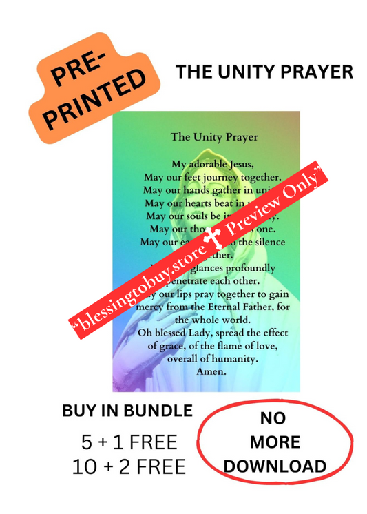 PRE-PRINTED/THE UNITY PRAYER CARD/ 2.5" x 3.5"