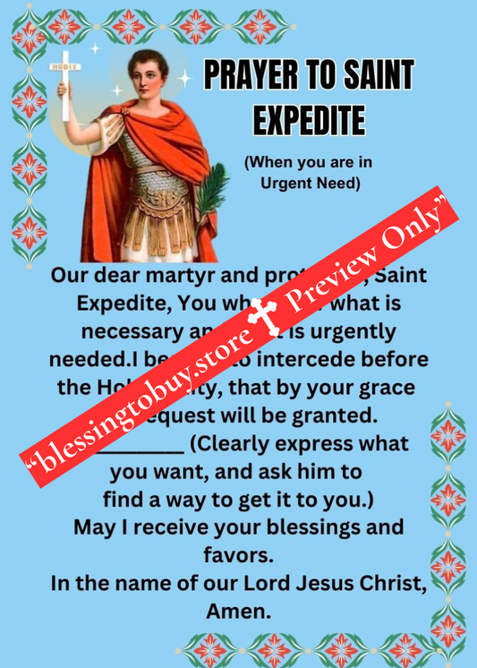 PRAYER TO SAINT EXPEDITE/ PATRON SAINT OF URGENT CAUSES/Pocket Size (2.5" x 3.5") Printable Prayer Card PDF/Digital Download