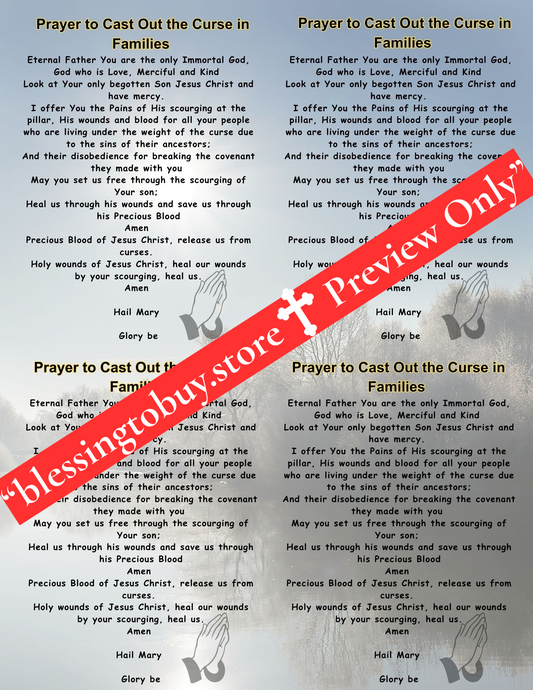 BUDGET BUNDLE/PRAYER TO CAST OUT CURSE IN FAMILIES/12 pcs. 2.5" x 3.5"/Printable Prayer Card/PDF/Digital Download