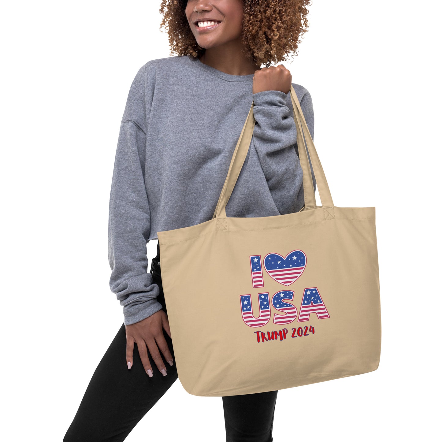 I LOVE USA/Large organic tote bag