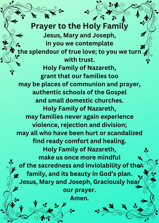 PRAYER TO THE HOLY FAMILY Pocket Size (2.5" x 3.5") Printable Prayer Card PDF/Digital Download
