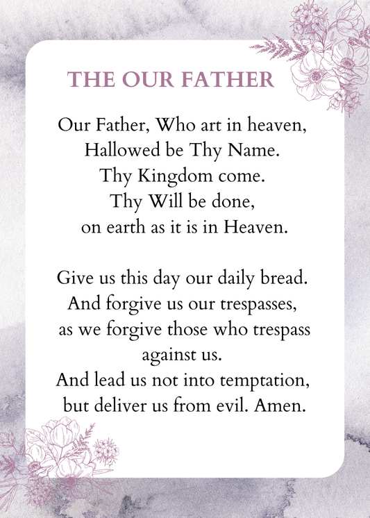 THE OUR FATHER Pocket Size (2.5"x3.5") Printable Prayer Card PDF/Digital Download